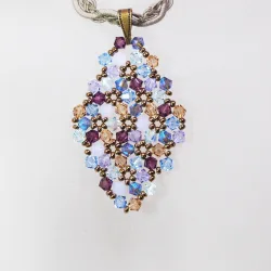 Pendant 30cm - Shea Rhombus M-Khaki Braid - Pendant 30cm - Laiton bronze